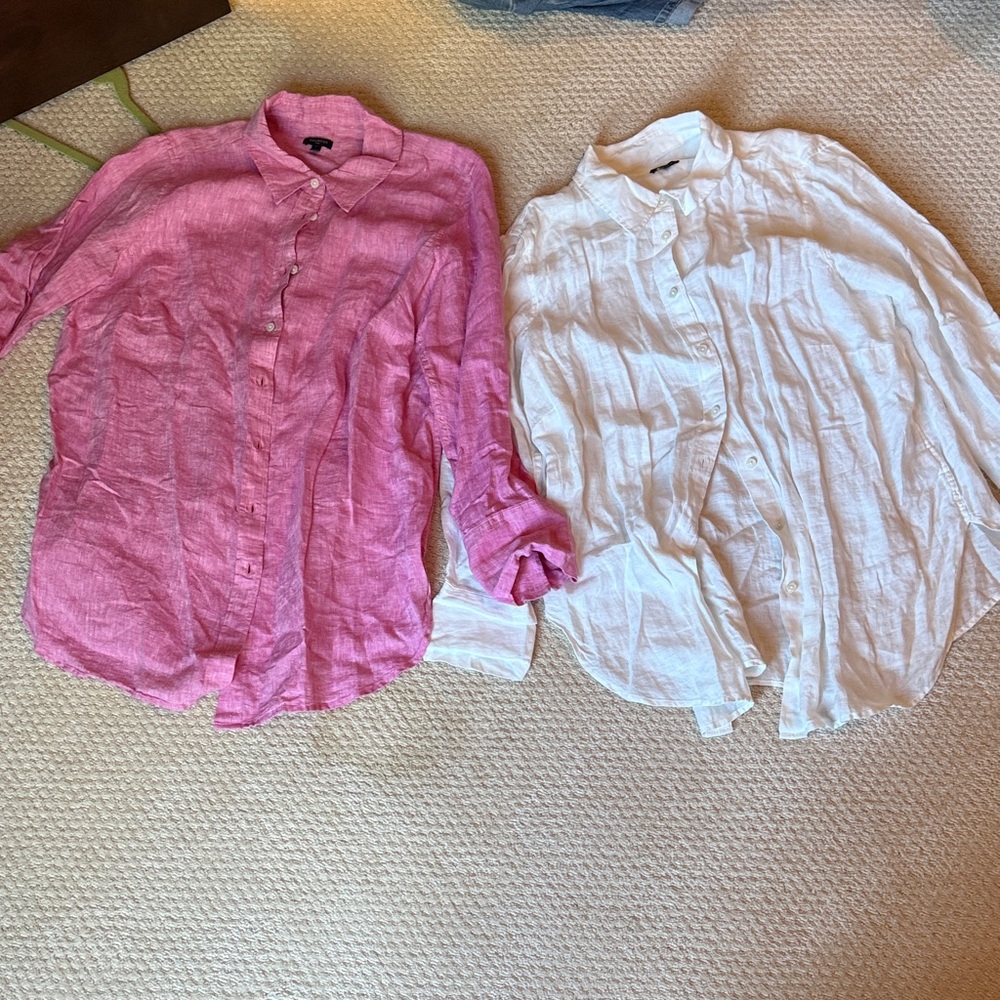 Pink and White Talbots linen Button-Up Shirts